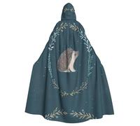 WHJSSF Cute Little Hedgehog Prints Hooded Cloak - Long Costume Throw, Soft Halloween Layer & Drawstring Tie
