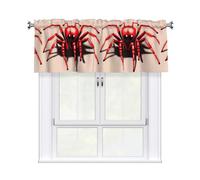 WHJSSF Cute Little red Spider Prints Kitchen Window Valance 54x18 - Peach Skin Layer for Soft Light & Easy Style
