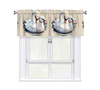 WHJSSF Cute Little swan Prints Kitchen Window Valance 54x18 - Peach Skin Layer for Soft Light & Easy Style