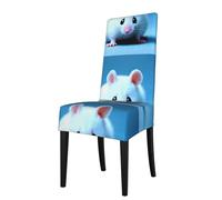 WHJSSF Cute mice Picture Protection Cover for Dining Chair - Soft, Comfortable, Wrinkle-Resistant Elastic Fits Most Armless Chairs