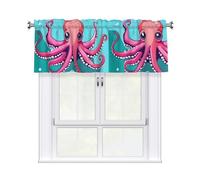 WHJSSF Cute Octopus Prints Housewarming Gift - Peach Skin Window Valance 54x18 for a Cozy Kitchen Refresh