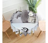 WHJSSF Cute Penguin Animal Pattern Prints Round Decorative Table Throw 60 Inch - Waterproof Table Cover for Dining, Coffee Tables, and Outdoor Events
