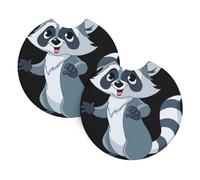 WHJSSF cute raccoon Prints Car Cup Coasters 2-Pack - Durable Neoprene Throw for a Spotless Ride - Protects Against Spills & Fits Most Vehicles