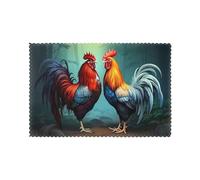 WHJSSF Cute Rooster Chickens Pattern Placemats for Dining Table Set of 6 for Hotels, Homes, and Banquets as Decorative Table Decorations, Beautiful durable