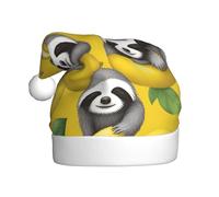 WHJSSF Cute sloths on yellow lemons Pattern Christmas Hat for Adult quality accessory soft, lightweight, and fluffy