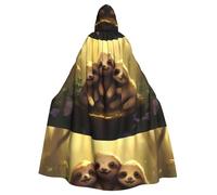 WHJSSF Cute sloths Prints Halloween Adult Hooded Cloak is a super large, comfortable, and durable cloak