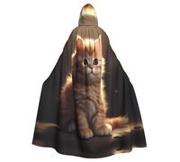 WHJSSF Cute Small Cat Prints Halloween Adult Hooded Cape Cloak For Role-Playing, Stage Costumes, Parties Easy Care