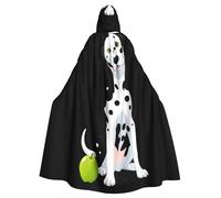 WHJSSF Dalmatian Next To Green Apple Prints Halloween Adult Hooded Cape Cloak For Role-Playing, Stage Costumes, Parties Easy Care
