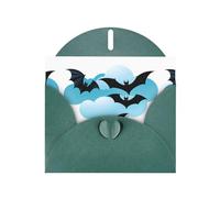 WHJSSF Dark Green Greeting Card Bats on the clouds Printed Perfect for Valentine's Day, Wedding Anniversary & Party Invitations