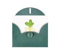 WHJSSF Dark Green Greeting Card Cute little bean sprouts Printed Perfect for Valentine's Day, Wedding Anniversary & Party Invitations