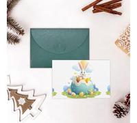 WHJSSF Dark Green Greeting Card Easter Egg Paradise on the Clouds Printed Perfect for Valentine's Day, Wedding Anniversary & Party Invitations