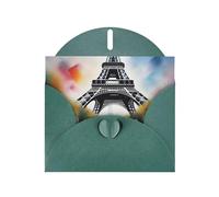 WHJSSF Dark Green Greeting Card Eiffel Tower Paris Painting Prints 4x6in for Christmas, children's birthdays, Valentine's Day, wedding anniversaries, and party invitations