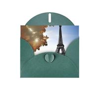 WHJSSF Dark Green Greeting Card Eiffel Tower Paris View Prints 4x6in for Christmas, children's birthdays, Valentine's Day, wedding anniversaries, and party invitations