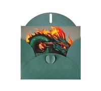 WHJSSF Dark Green Greeting Card Fire Dragon Roll soccer Prints 4x6in for Christmas, children's birthdays, Valentine's Day, wedding anniversaries, and party invitations
