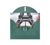 WHJSSF Dark Green Greeting Card Flower Paris Eiffel Tower Prints 4x6in for Christmas, children's birthdays, Valentine's Day, wedding anniversaries, and party invitations