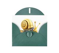 WHJSSF Dark Green Greeting Card Golden mechanical snail Prints 4x6in for Christmas, children's birthdays, Valentine's Day, wedding anniversaries, and party invitations