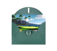 WHJSSF Dark Green Greeting Card Hawaii Beach Golf Course Printed Perfect for Valentine's Day, Wedding Anniversary & Party Invitations