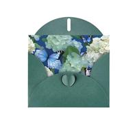 WHJSSF Dark Green Greeting Card Hydrangeas Daisies Butterflies Printed Perfect for Valentine's Day, Wedding Anniversary & Party Invitations