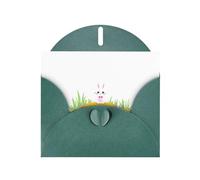 WHJSSF Dark Green Greeting Card Little rabbit at the bottom of the colorful lake Printed Perfect for Valentine's Day, Wedding Anniversary & Party Invitations