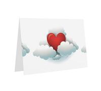 WHJSSF Dark Green Greeting Card Love in the white clouds Printed Perfect for Valentine's Day, Wedding Anniversary & Party Invitations