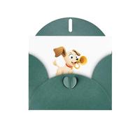 WHJSSF Dark Green Greeting Card Puppy blowing the horn Printed Perfect for Valentine's Day, Wedding Anniversary & Party Invitations