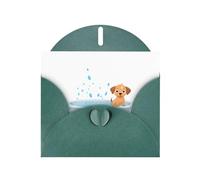 WHJSSF Dark Green Greeting Card Puppy taking a bath Printed Perfect for Valentine's Day, Wedding Anniversary & Party Invitations