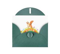 WHJSSF Dark Green Greeting Card Squirrel on the alphabet rainbow Printed Perfect for Valentine's Day, Wedding Anniversary & Party Invitations