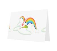 WHJSSF Dark Green Greeting Card Three little white snakes under the rainbow Printed Perfect for Valentine's Day, Wedding Anniversary & Party Invitations