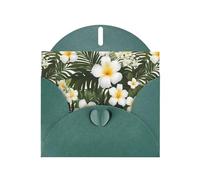 WHJSSF Dark Green Greeting Card White Hawaii Flower Printed Perfect for Valentine's Day, Wedding Anniversary & Party Invitations