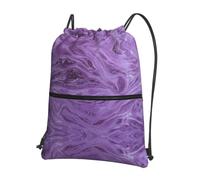 WHJSSF Dark purple texture marble Prints Drawstring Zipper Backpack - Lightweight Foldable Gym Bag for Travel, Yoga, Hiking & Everyday Essentials