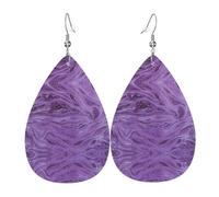 WHJSSF Dark purple texture marble Prints Teardrop Leather Earrings - Stylish Dangle Drops for Women, Lightweight Jewelry with Silver-Plated Hooks, Vibrant Colors for Parties & Gifts