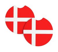 WHJSSF Denmark Danish Flag Prints Car Cup Coasters 2-Pack - Durable Neoprene Throw for a Spotless Ride - Protects Against Spills & Fits Most Vehicles