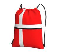 WHJSSF Denmark Danish Flag Prints Drawstring Zipper Backpack - Lightweight Foldable Gym Bag for Travel, Yoga, Hiking & Everyday Essentials