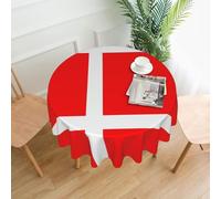 WHJSSF Denmark Danish Flag Prints Round Decorative Table Throw 60 Inch - Waterproof Table Cover for Dining, Coffee Tables, and Outdoor Events