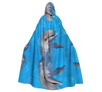 WHJSSF Dolphin with a Smile Prints Hooded Cloak - Long Dramatic Throw for Costume Play