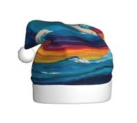 WHJSSF Dolphins and Rainbow Waves Picture Christmas Hat for Adult Making It a Fun and Durable Gift for Men and Women