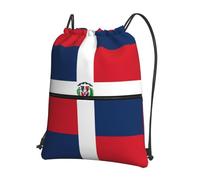 WHJSSF Dominican Republic Prints Drawstring Zipper Backpack - Lightweight Water-Resistant Sport Gym Travel Bag with Front Pocket & Internal Organizer