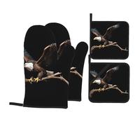 WHJSSF Eagle On A Dead Branch Prints 4-Piece Waterproof Oven Throws & Heat Resistant Pot Covers - Durable Kitchen Layers for Grilling & Baking