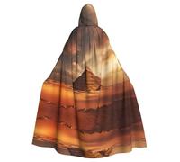 WHJSSF Egyptian Pyramid In Desert Prints Halloween Adult Hooded Cape Cloak - Super Large Hooded Cloak No Zipper
