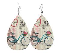 WHJSSF Eiffel Tower Bike Prints Dangle Water Drop Earrings - Chic Faux Leather Drops for Festive & Everyday Style