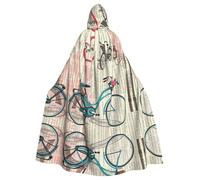 WHJSSF Eiffel Tower Bike Prints Hooded Cloak - Long Layer for Halloween & Cosplay Fun