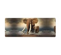 WHJSSF Elephants and Baby Elephants by The Sea Prints Mouse Pad 12x31.5in