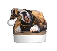 WHJSSF English-Bulldog Pattern Christmas Hat for Adult quality accessory soft, lightweight, and fluffy