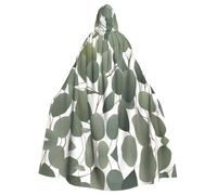 WHJSSF Eucalyptus Leaves Prints Halloween Adult Hooded Cape Cloak - Super Large Hooded Cloak No Zipper