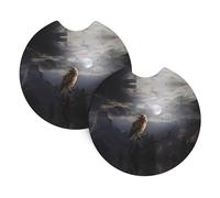WHJSSF Evil Owl Prints Car Cup Coasters 2-Pack - Durable Neoprene Throw for a Spotless Ride - Protects Against Spills & Fits Most Vehicles