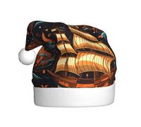 WHJSSF fantasy pirate ship Printing Christmas Hat for Adult quality festive accessory crafted soft, lightweight
