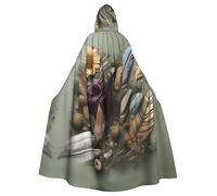 WHJSSF Feather flower Prints Halloween Adult Hooded Cloak is a super large, comfortable, and durable cloak