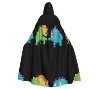 WHJSSF Fighting little monsters Pattern Halloween Adult Hooded Cape Cloak for wear during Halloween, role-playing