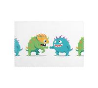 WHJSSF Fighting little monsters Printing Placemats for Dining Table Set of 6 for Hotels, Homes, and Banquets as Decorative Table Decorations, Beautiful durable