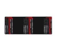 WHJSSF Firefighter Axe Red Line Flag Mouse Pad 12x31.5in Large Desk Mat for Gaming & Work